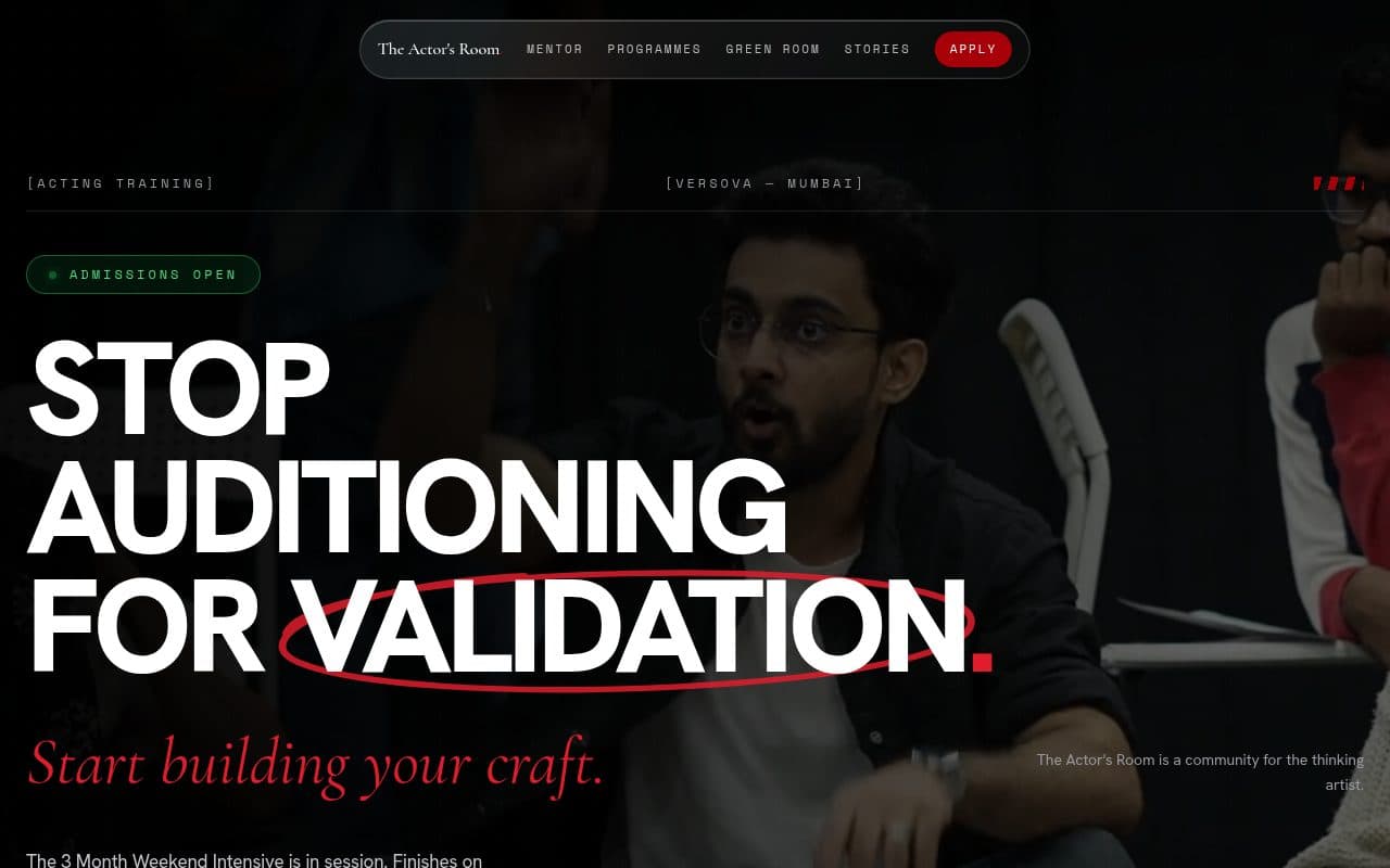The Actor's Room website homepage
