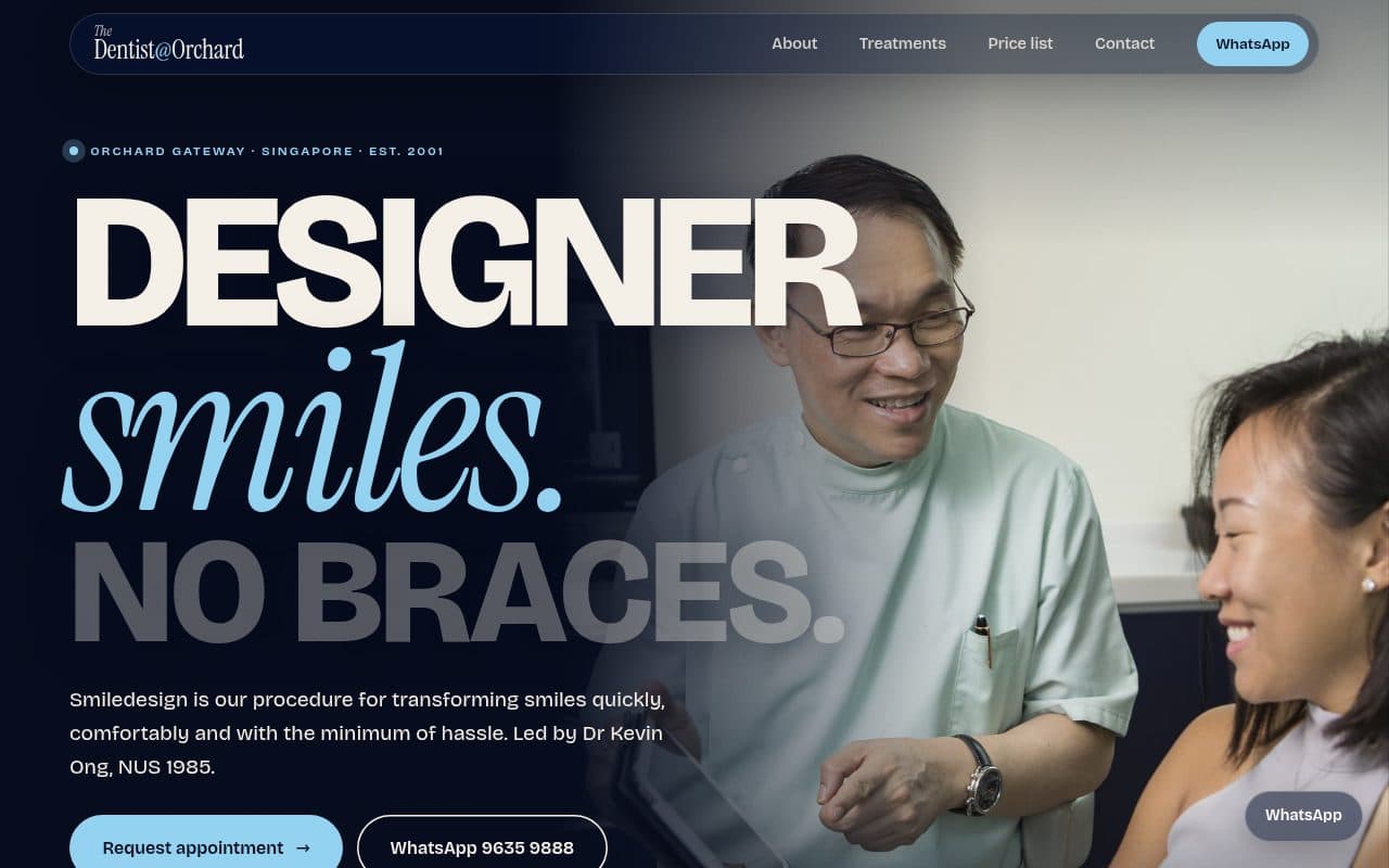 The Dentist @ Orchard website homepage